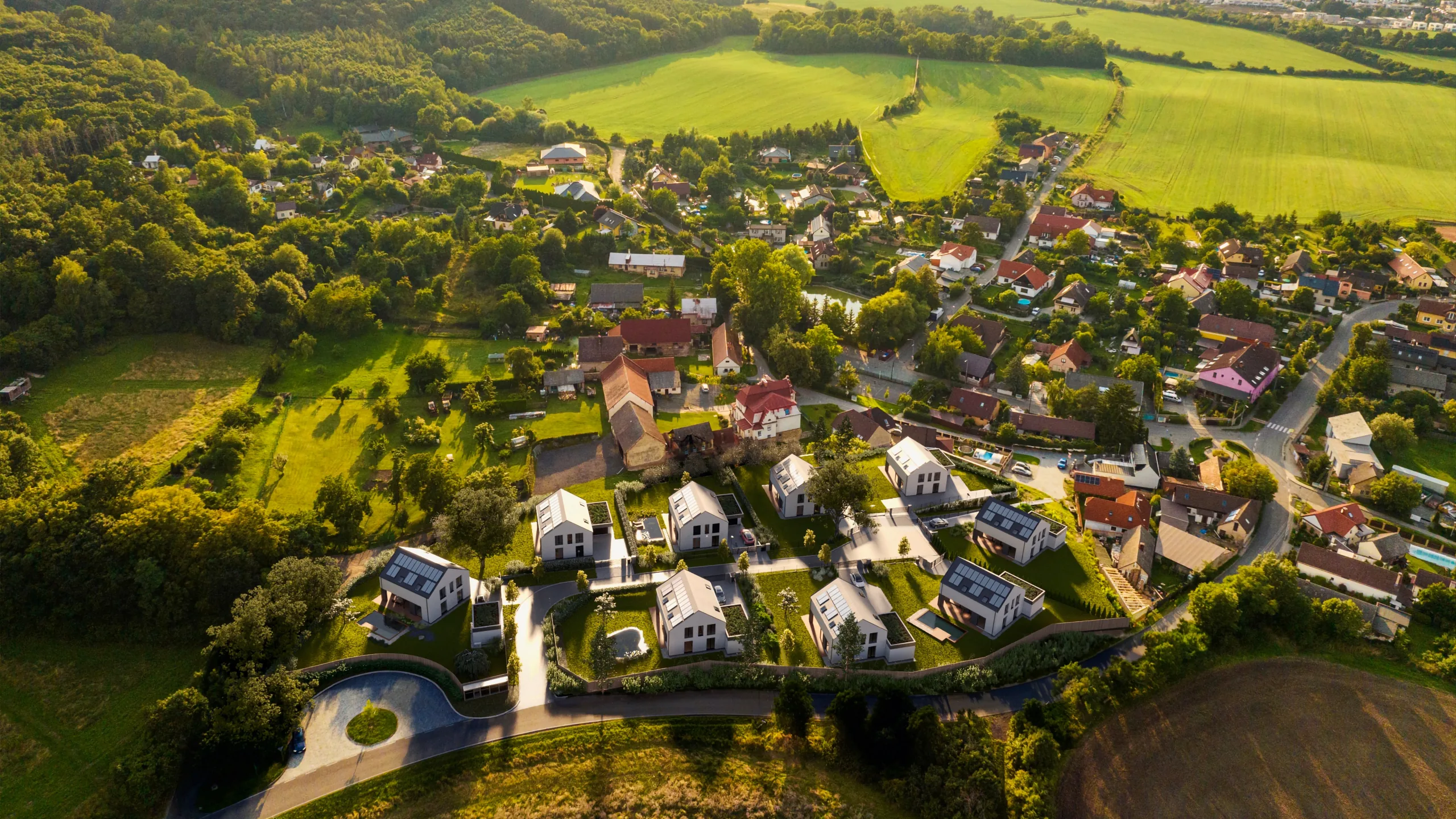 Fotorealistická vizualizace rezidenčního souboru v krajině